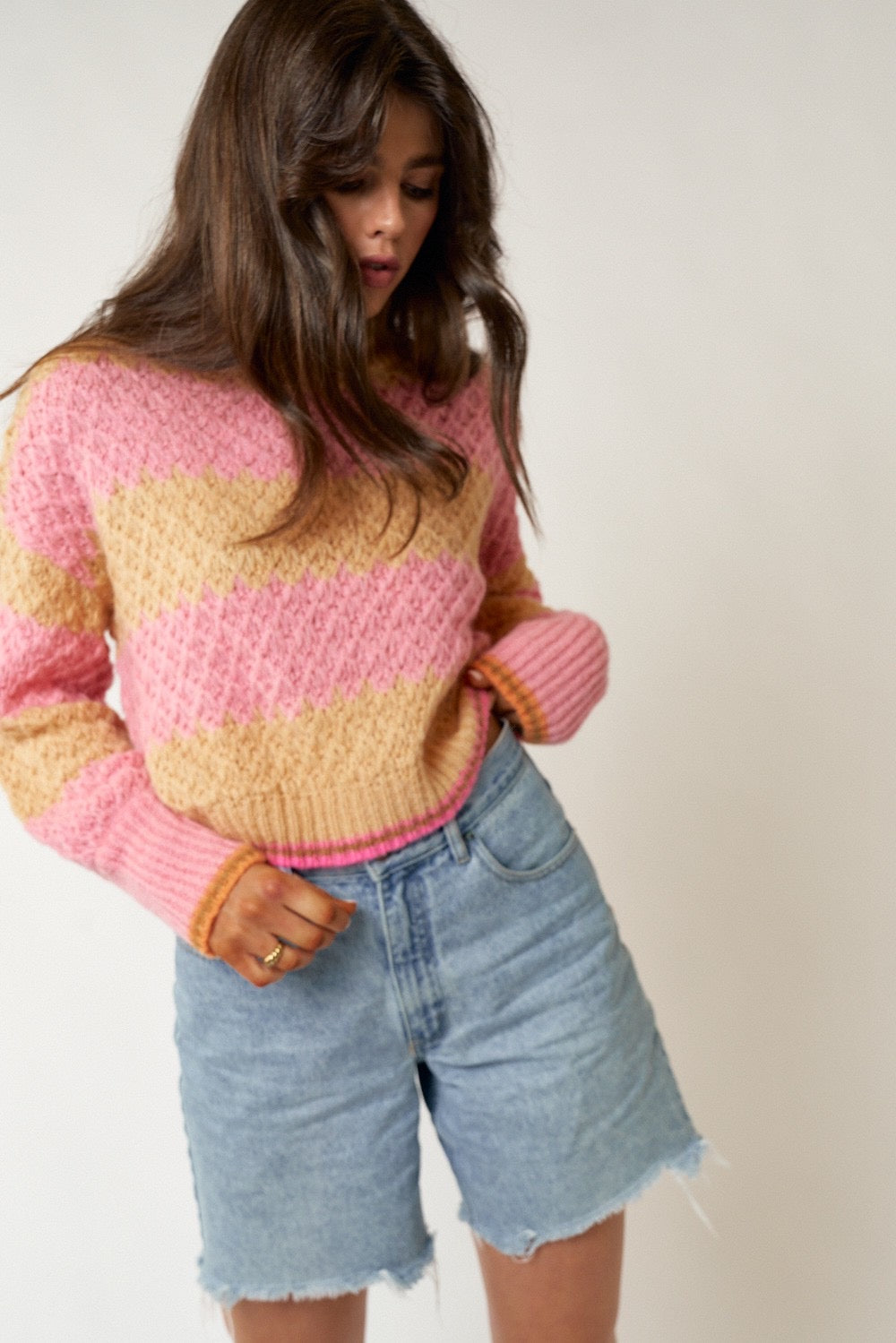 Fresh Stripe Mock Neck Sweater