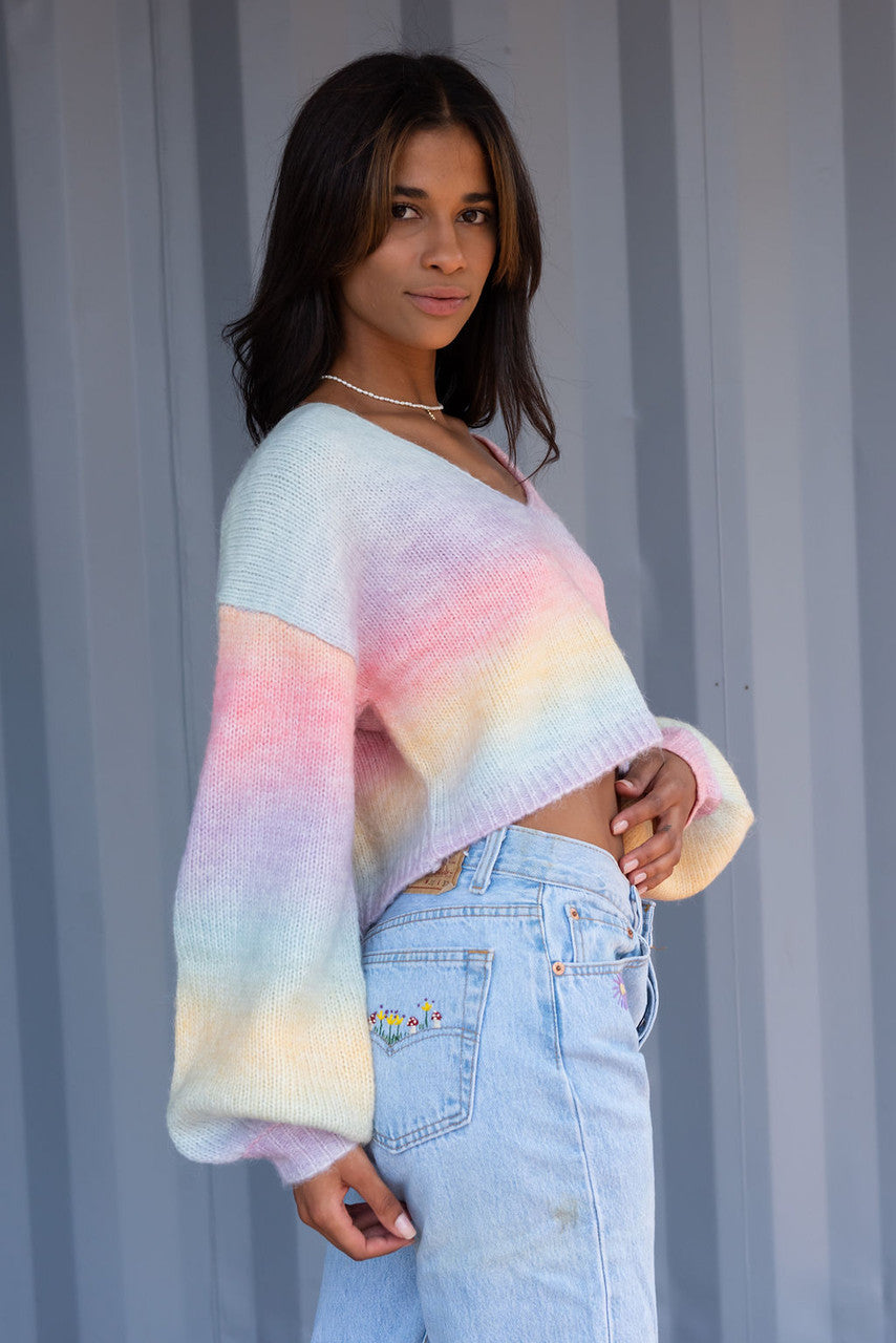 CALIstyle Pot of Gold Sweater in Rainbow Multi