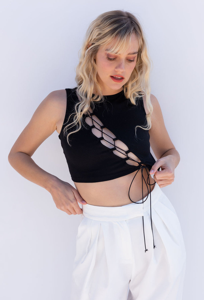 Unchartered Territory Lace Up Top