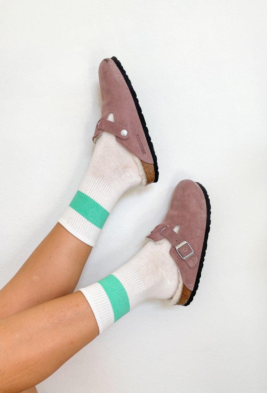 All About The Vibe Socks In Mint Green Stripe