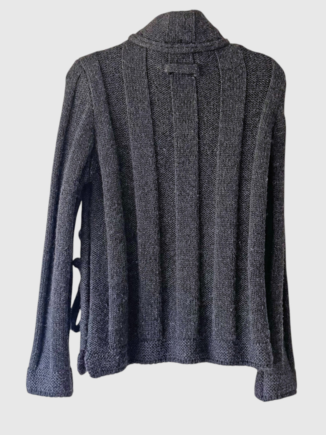 Jean Paul Gaultier Maille by Fuzzi charcoal ribbed wool sweater back view