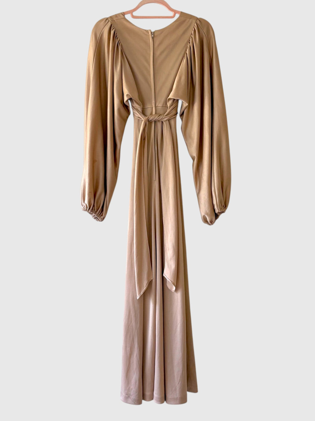 1970s Ossie Clark for Radley Champagne Taupe Maxi Dress