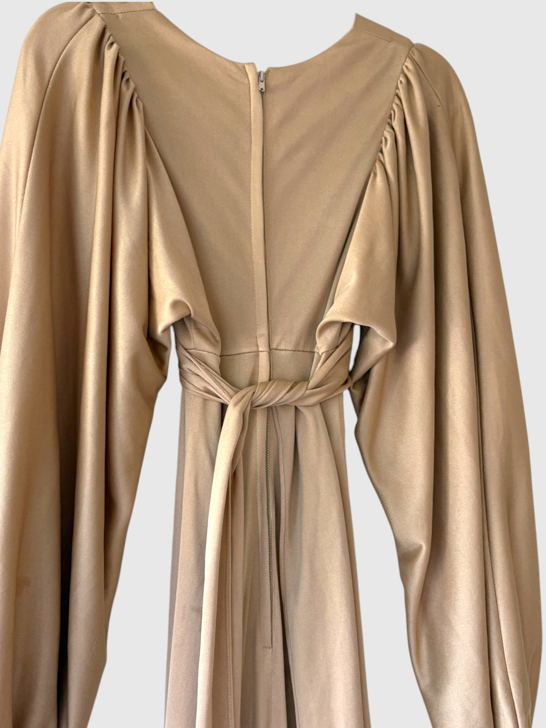 1970s Ossie Clark for Radley Champagne Taupe Maxi Dress