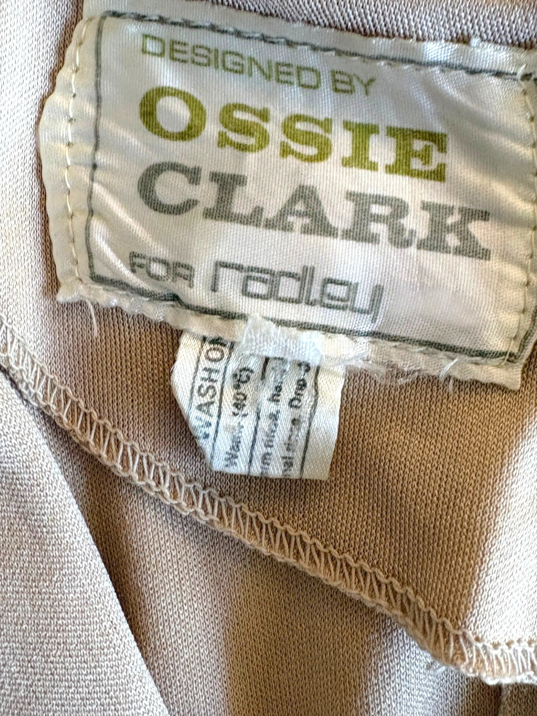 1970s Ossie Clark for Radley Champagne Taupe Maxi Dress