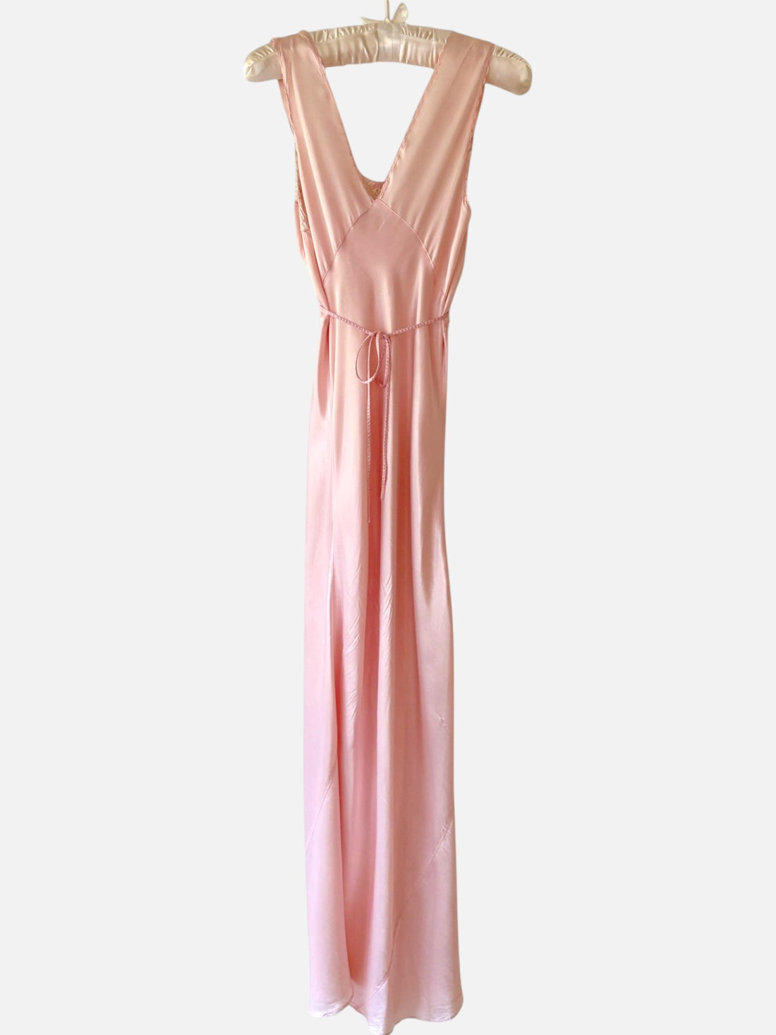 Vintage 1930s Blush Pink Satin Bias Cut Slip Dress