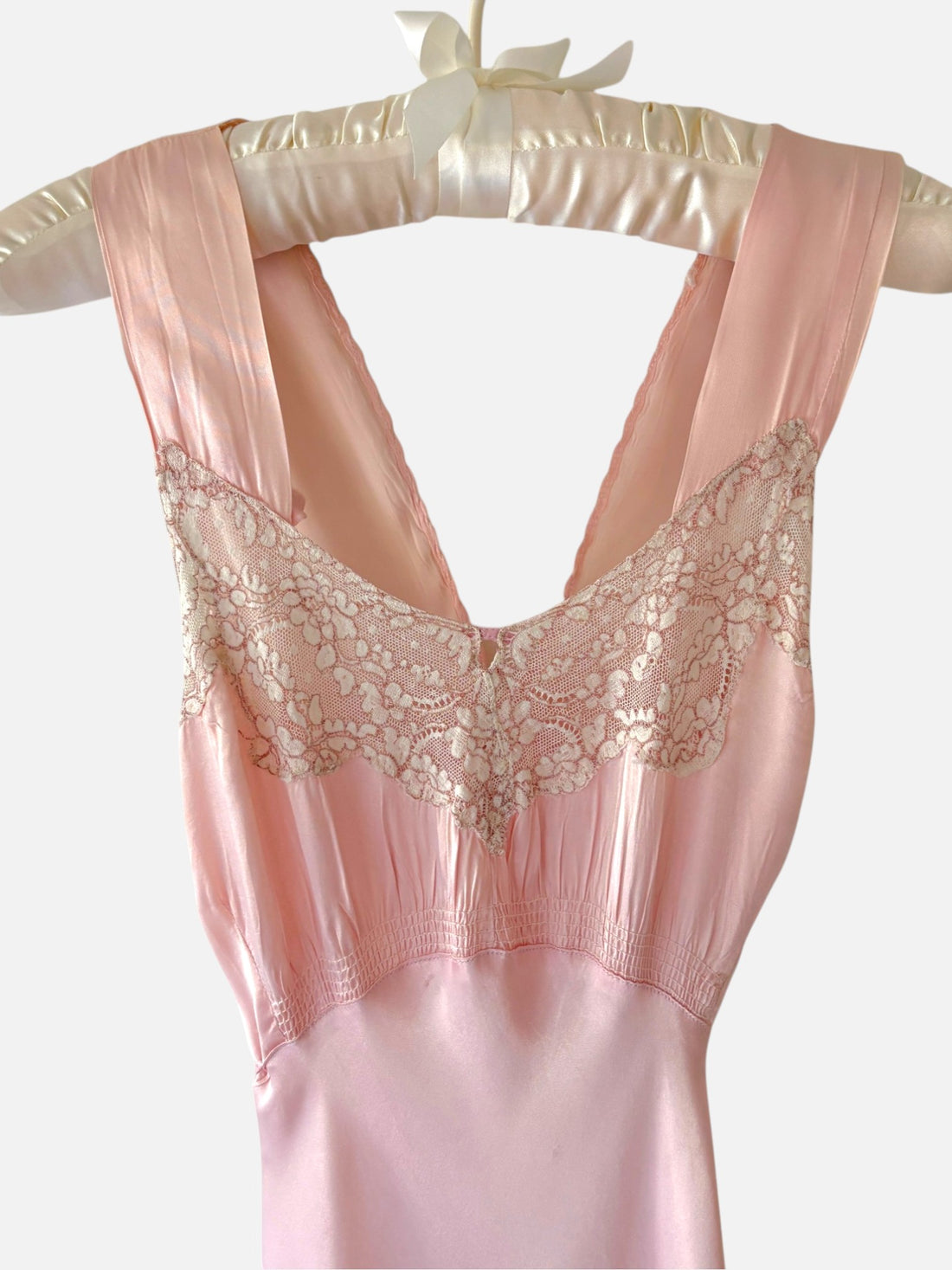 Vintage 1930s Blush Pink Satin Bias Cut Slip Dress