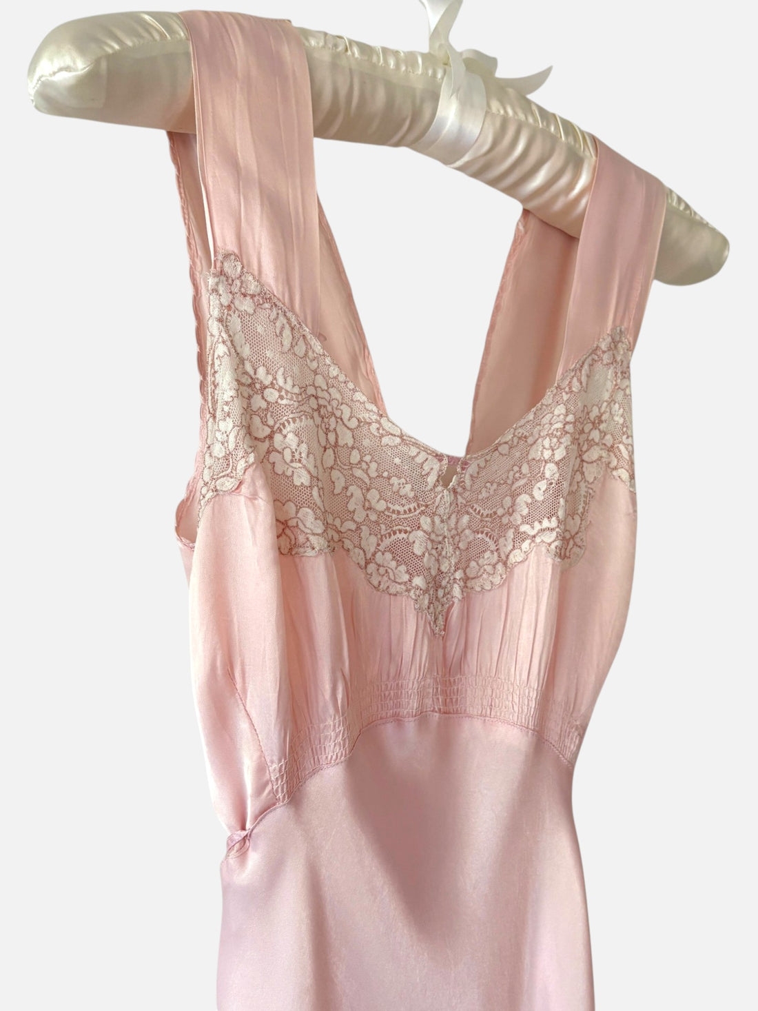 Vintage 1930s Blush Pink Satin Bias Cut Slip Dress