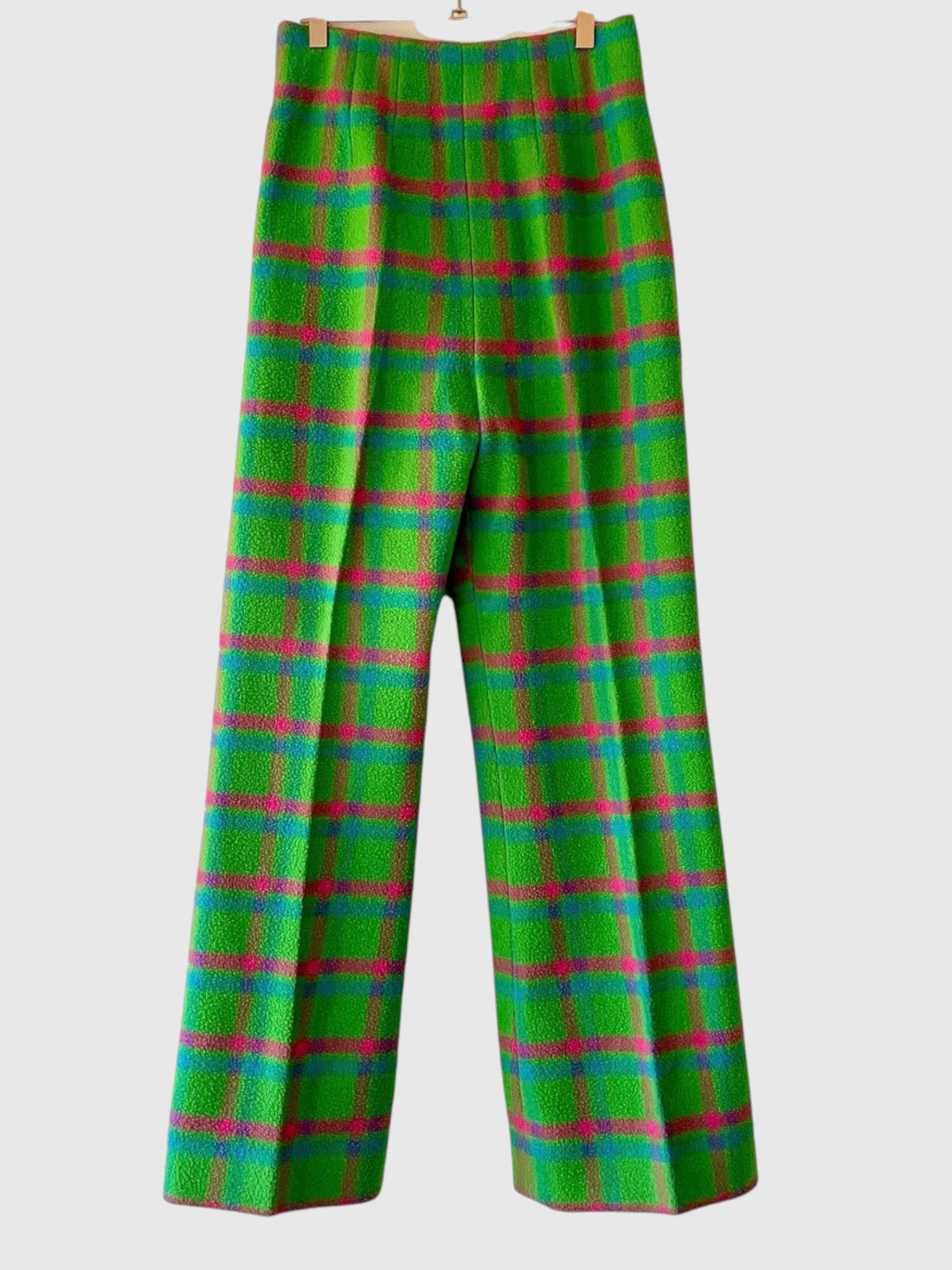 1960s Iris Apfel Estate Green Plaid Wool Coat & Trouser Set