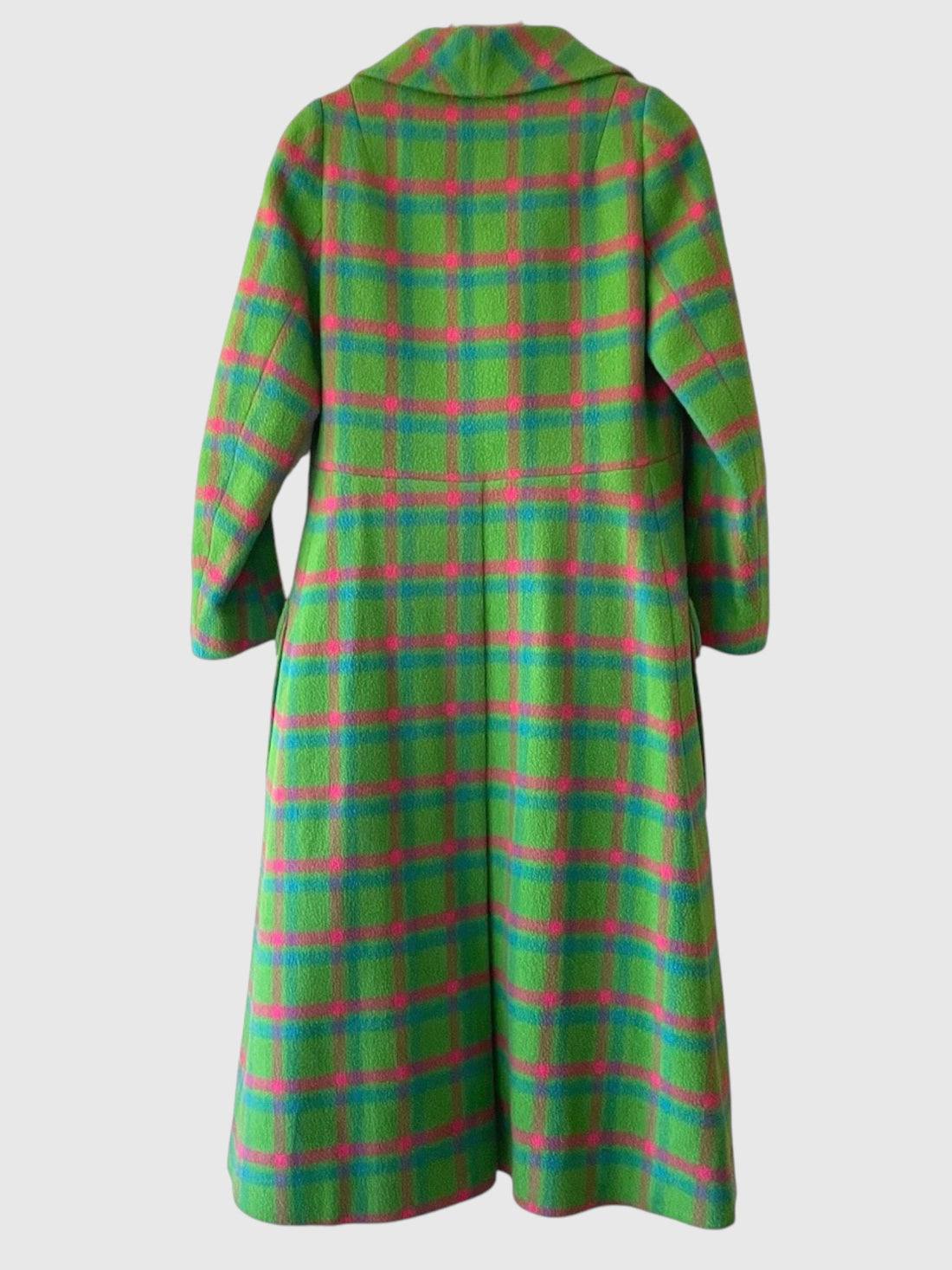 1960s Iris Apfel Estate Green Plaid Wool Coat & Trouser Set