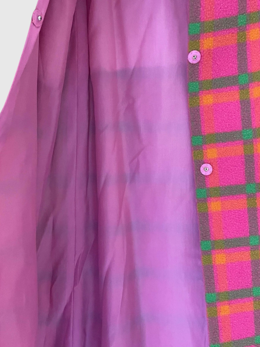 1960s Iris Apfel Estate Pink Plaid Wool Coat with Detachable Hooded Shawl