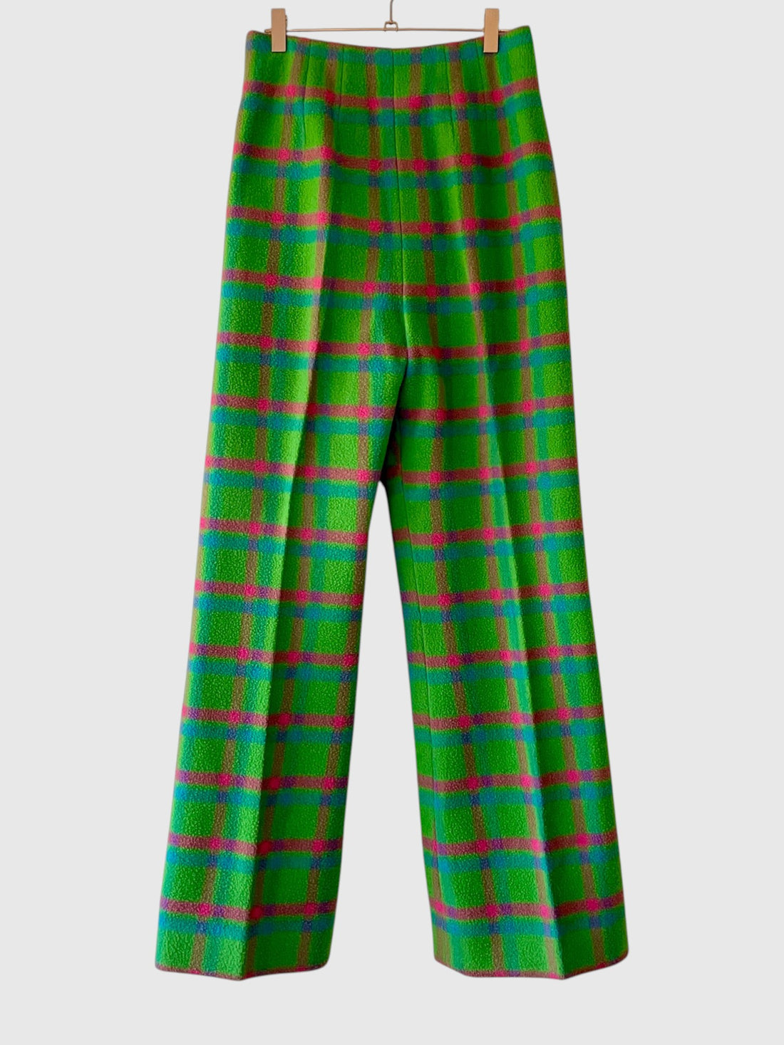 1960s Iris Apfel Estate Green Plaid Wool Coat & Trouser Set