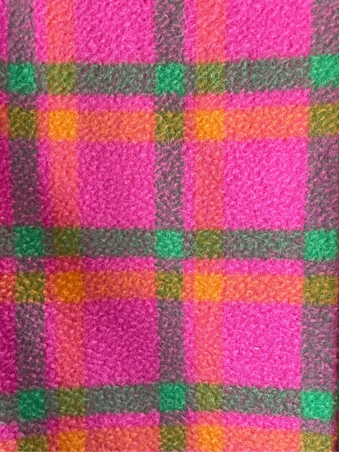 1960s Iris Apfel Estate Pink Plaid Wool Coat with Detachable Hooded Shawl