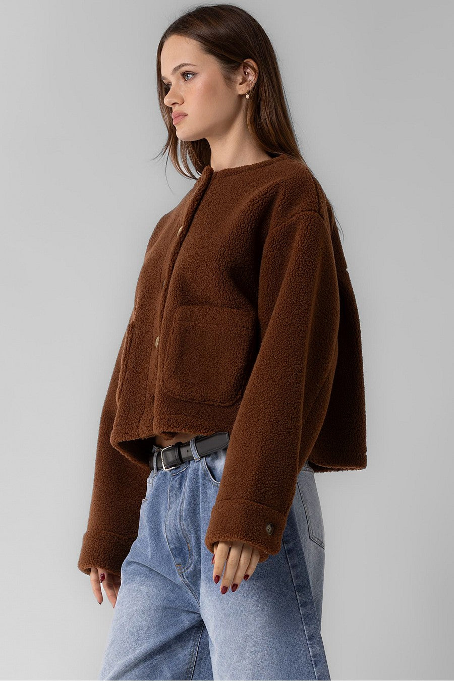 Genai Oversized Boucle Teddy Jacket