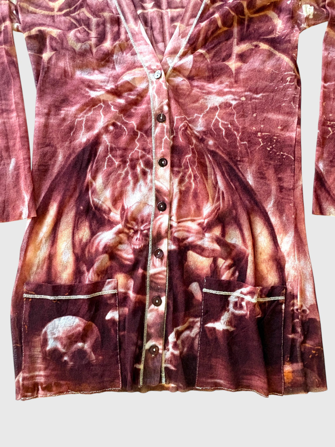 Vintage Jean Paul Gaultier S/S 2001 Demon Print Mesh Cardigan