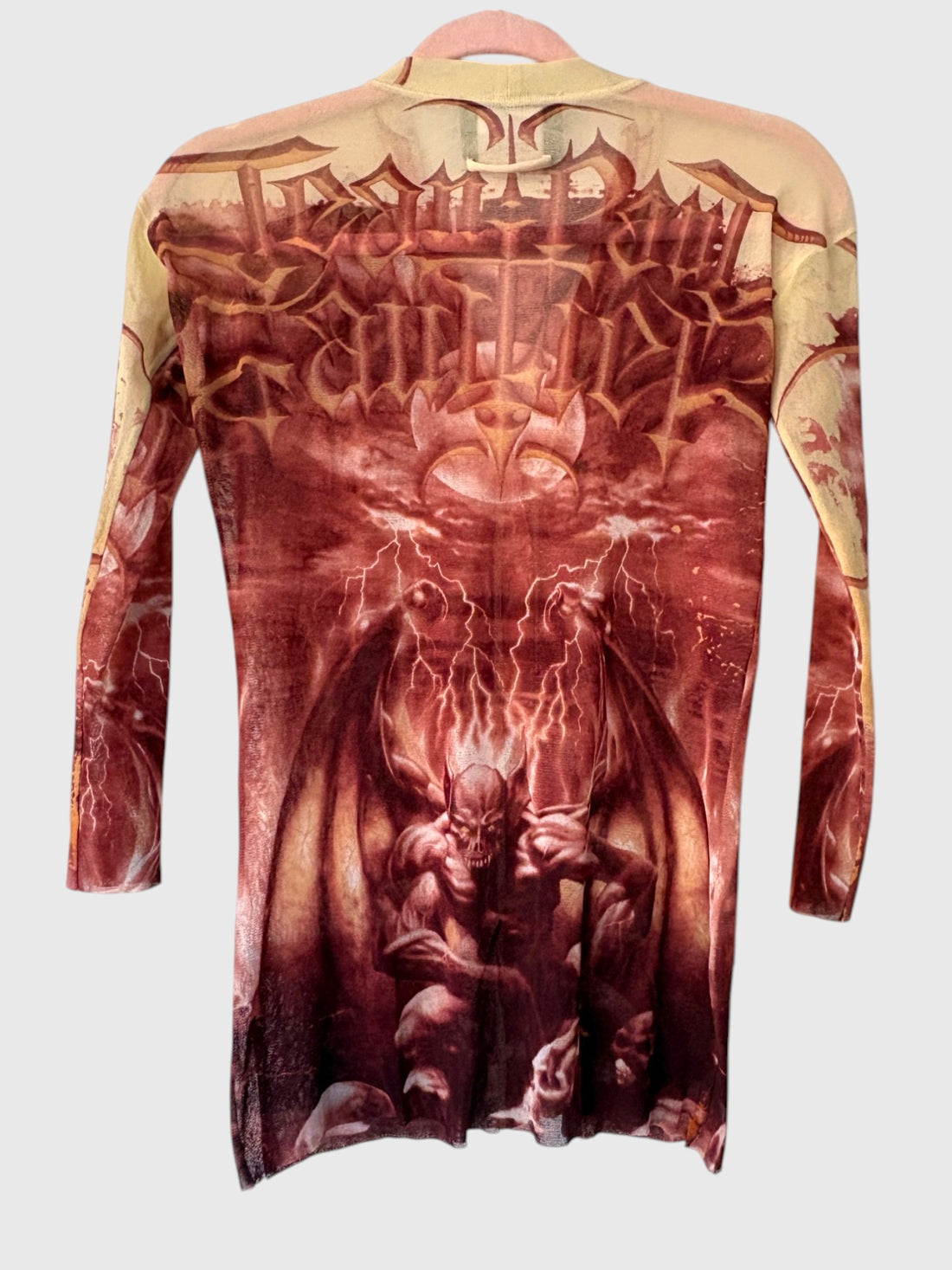 Jean Paul Gaultier S/S 2001 demon print cardigan back view
