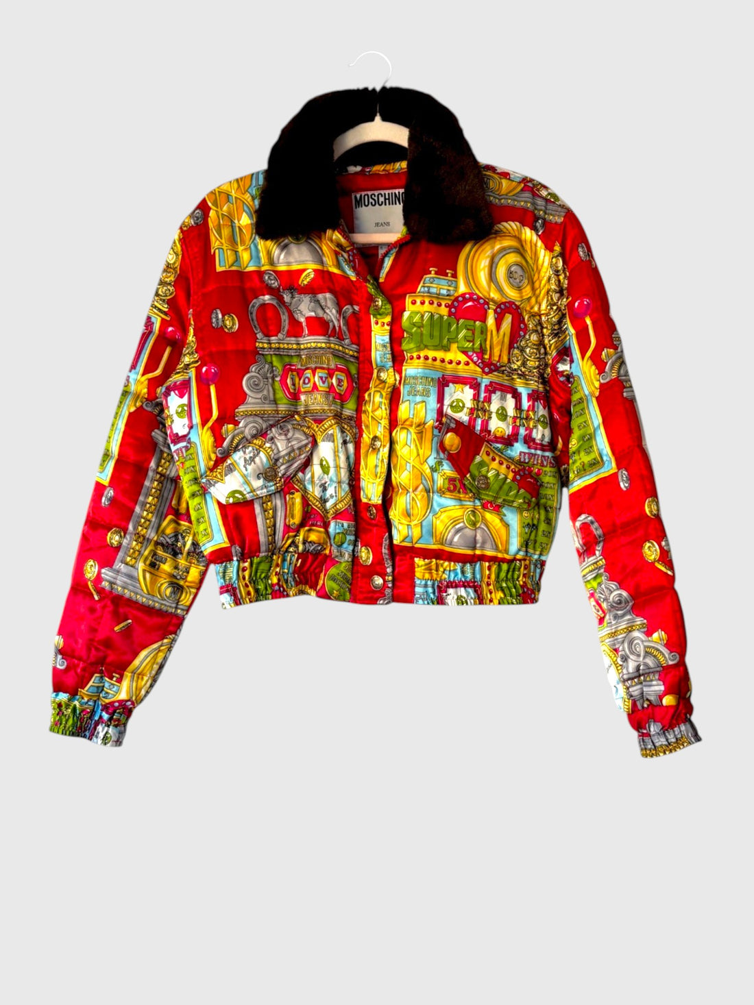 Vintage 1990s Moschino Jeans Casino Slot Machine Bomber Jacket NWT