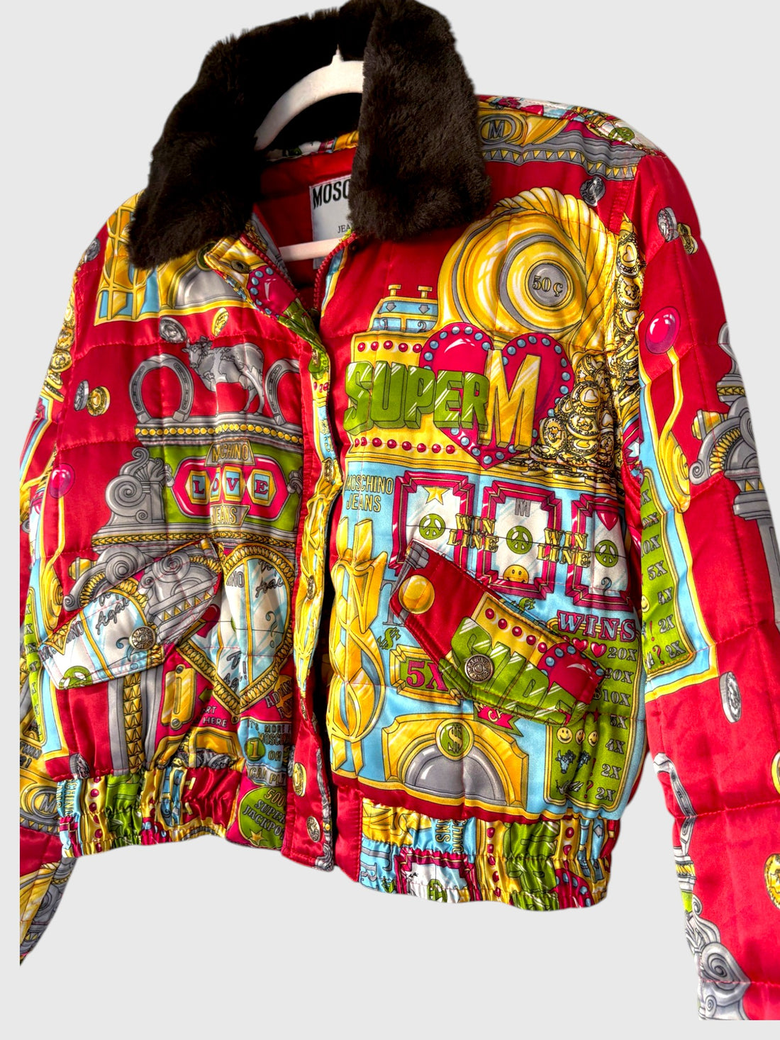 Vintage 1990s Moschino Jeans Casino Slot Machine Bomber Jacket NWT