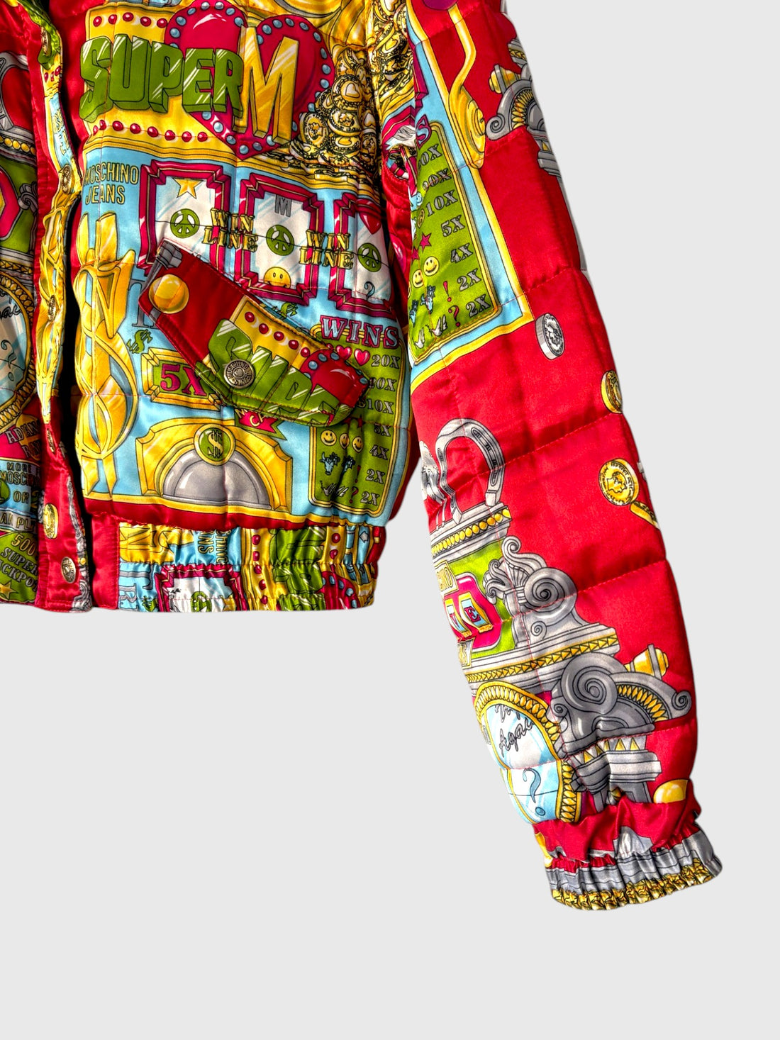 Moschino Jeans vintage jacket elastic smocked sleeve and bottom  hemline detail