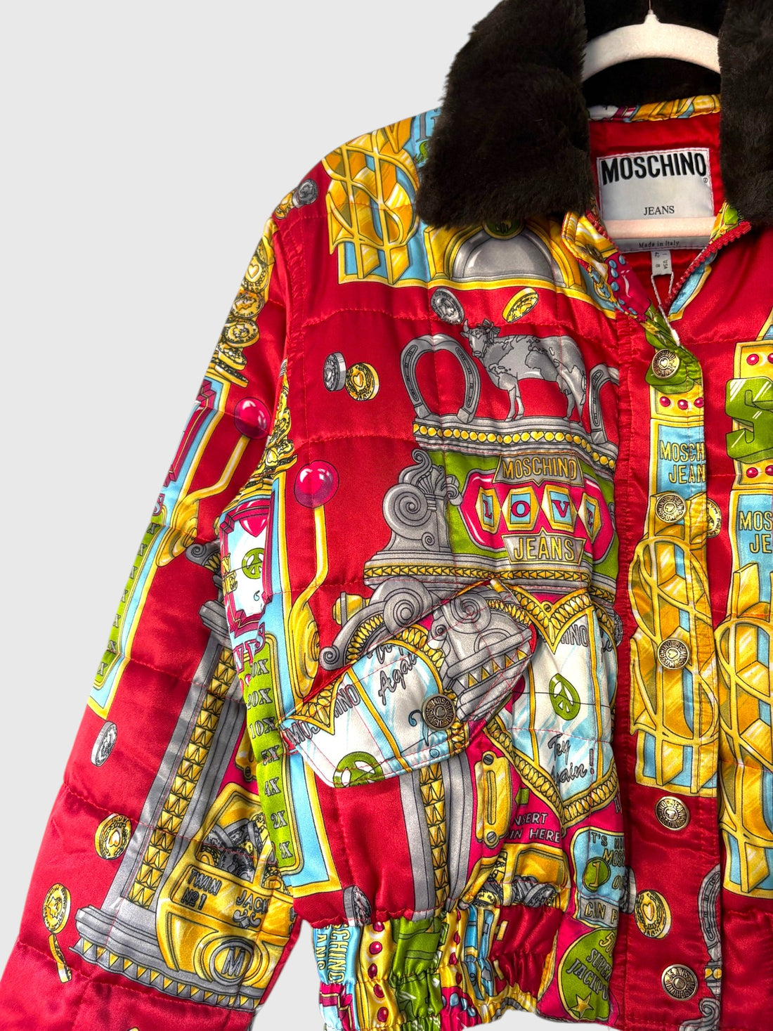 Vintage Moschino slot machine jacket novelty pocket detail