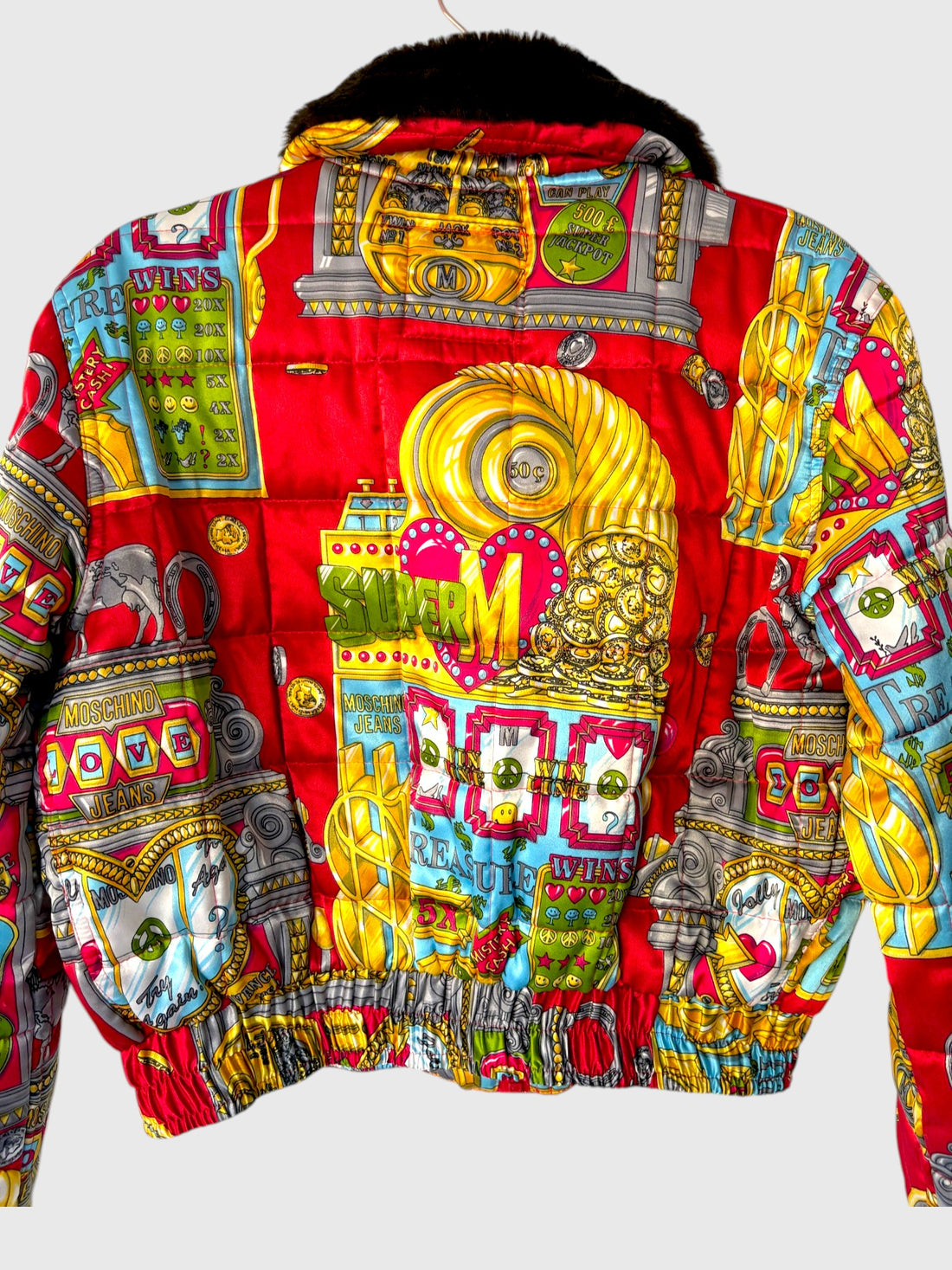 Vintage 1990s Moschino Jeans Casino Slot Machine Bomber Jacket NWT