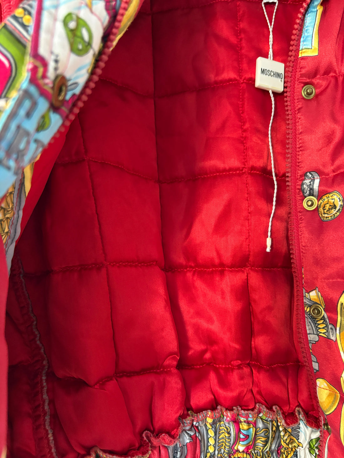 Moschino Jeans casino bomber red quilted interior lining