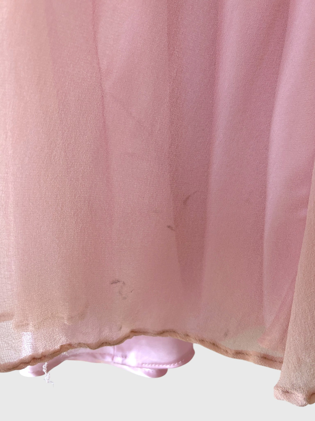 Faint surface marks at hem of vintage Adrianna Papell pink silk gown