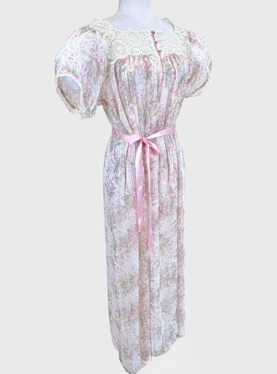 Vintage Christian Dior Silk Floral Lace Boudoir Dres