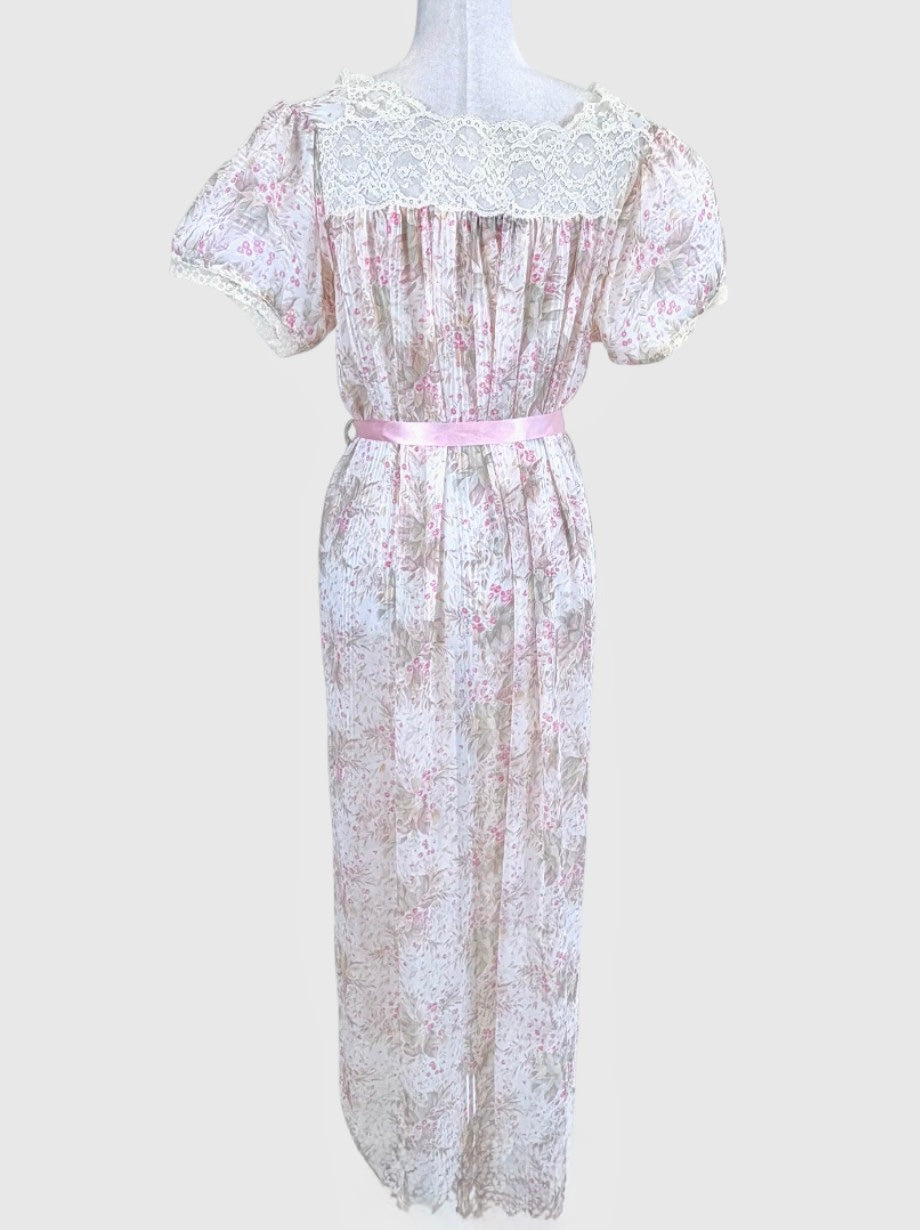 Vintage Christian Dior Silk Floral Lace Boudoir Dres
