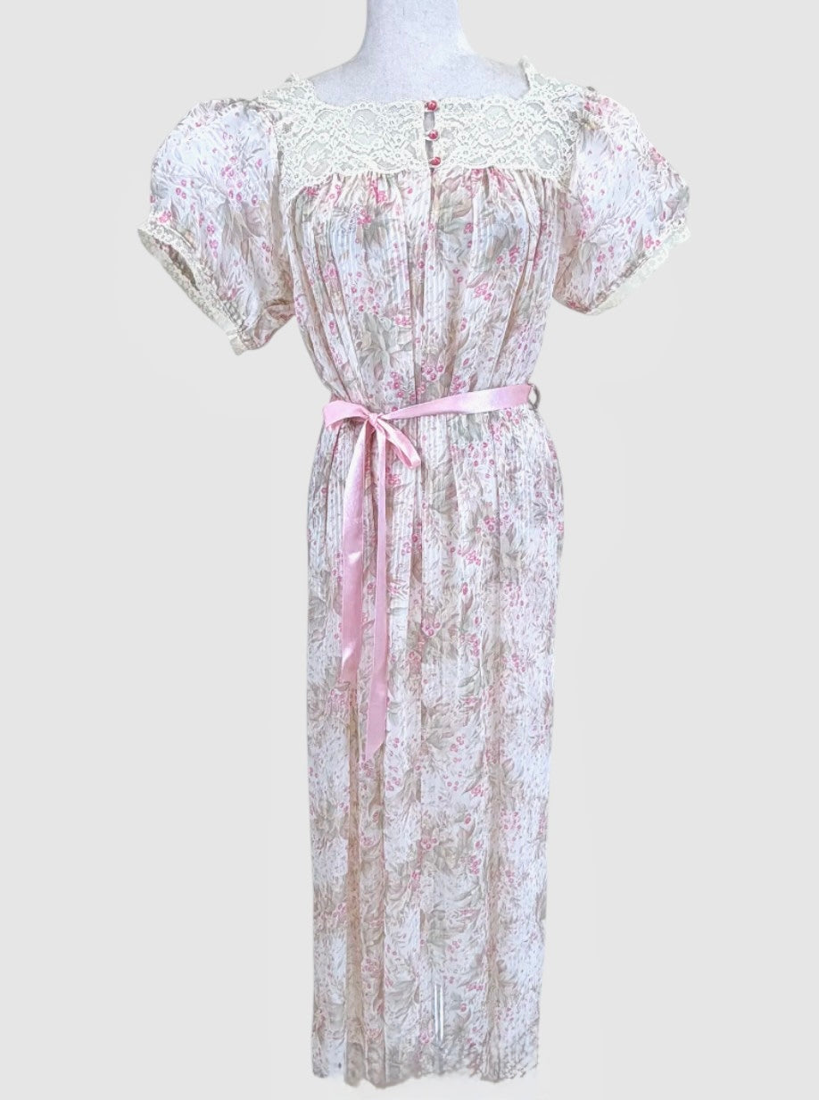 Vintage Christian Dior Silk Floral Lace Boudoir Dres