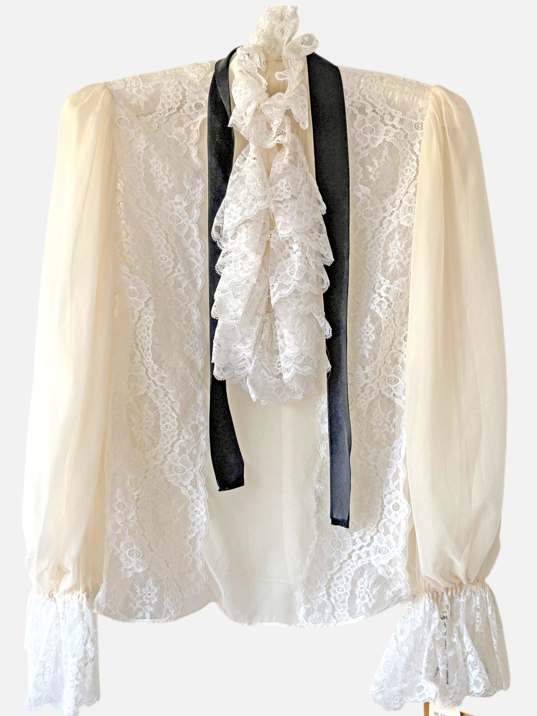 Vintage 1970s Oscar de la Renta blouse shown full length from the front
