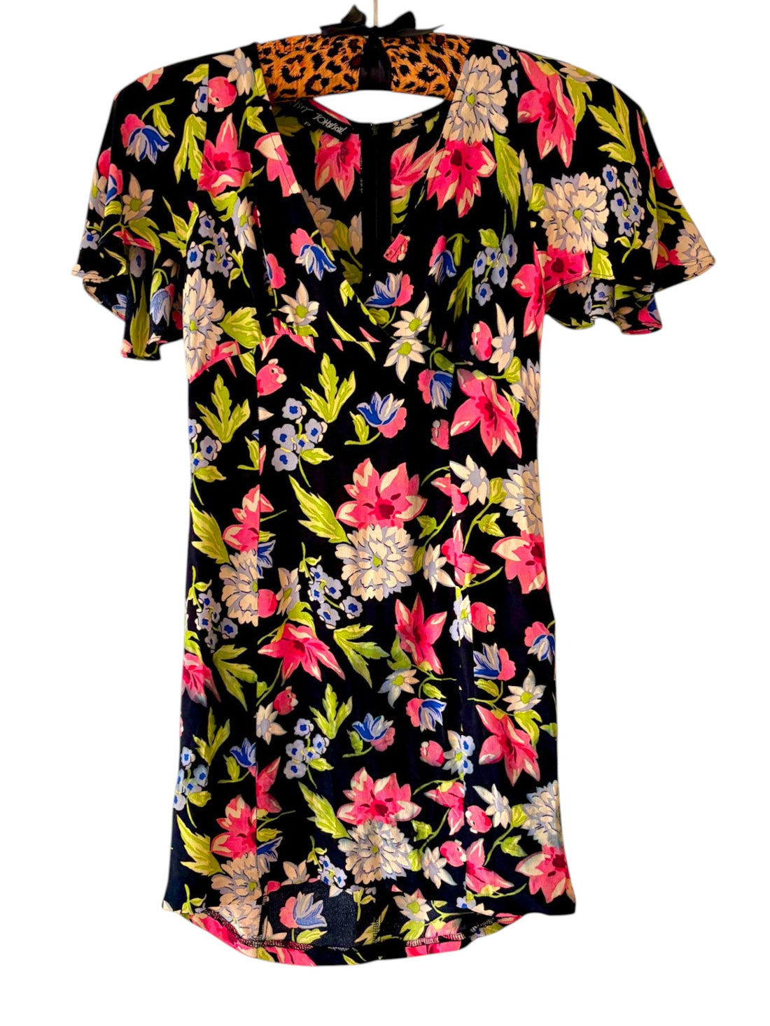 Vintage 1990s Betsey Johnson Floral Rayon Mini Dress