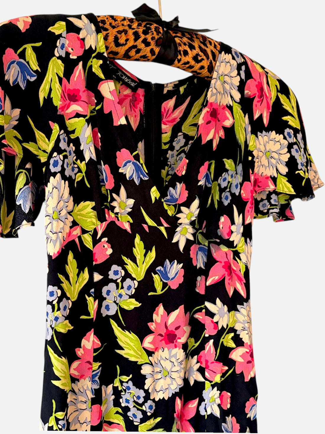 Vintage 1990s Betsey Johnson Floral Rayon Mini Dress