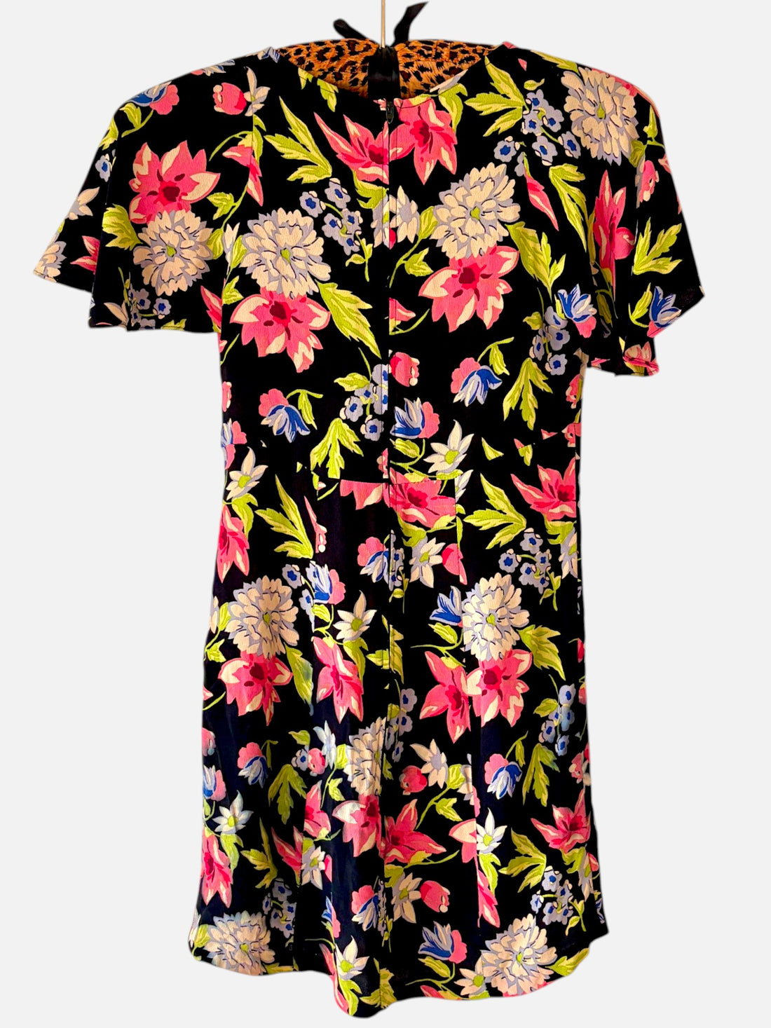 Vintage Betsey Johnson floral mini dress back view