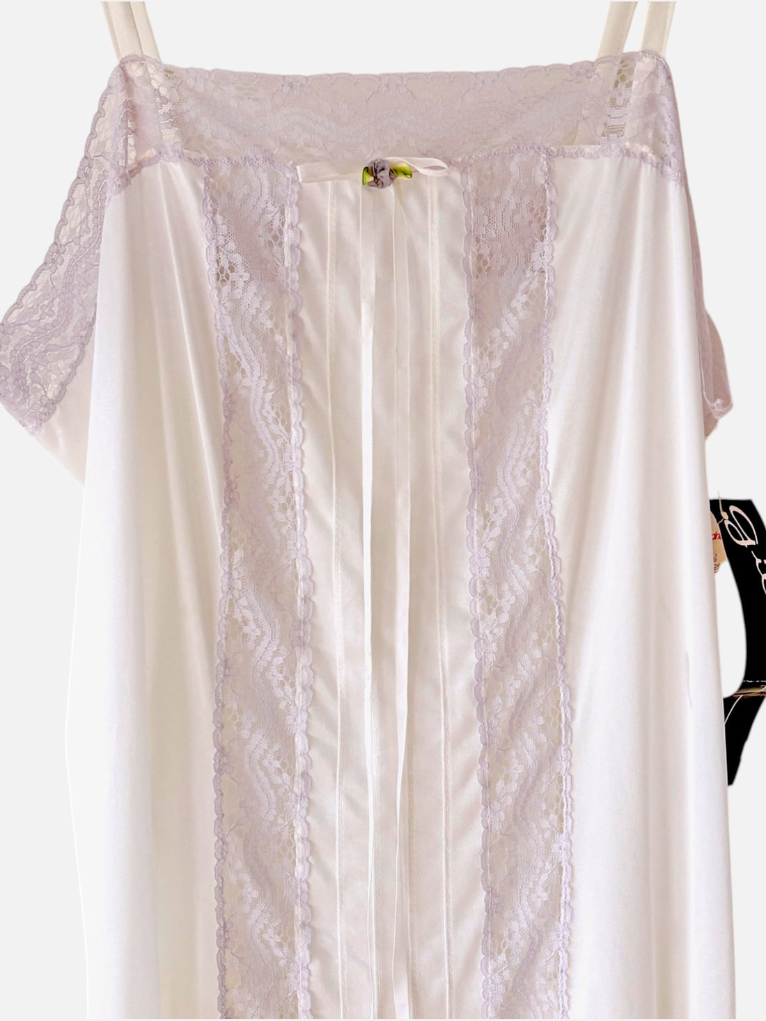 Vintage 1970s Gilead Deadstock Ivory & Lavender Lace Slip Dress