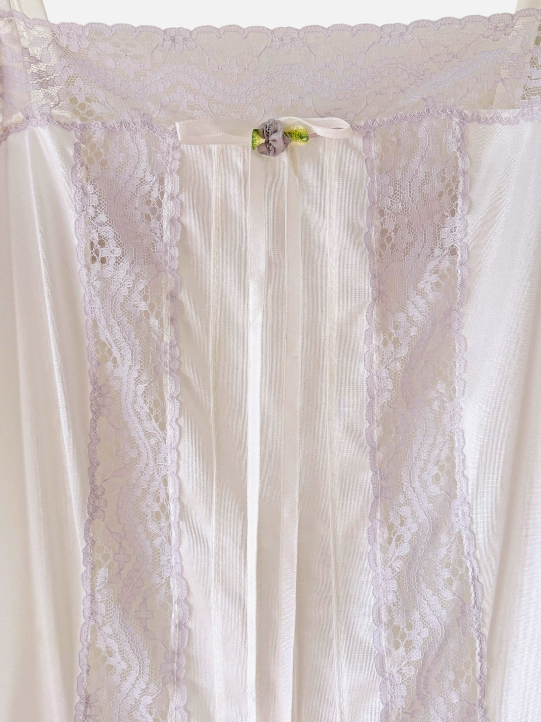 Vintage 1970s Gilead Deadstock Ivory & Lavender Lace Slip Dress