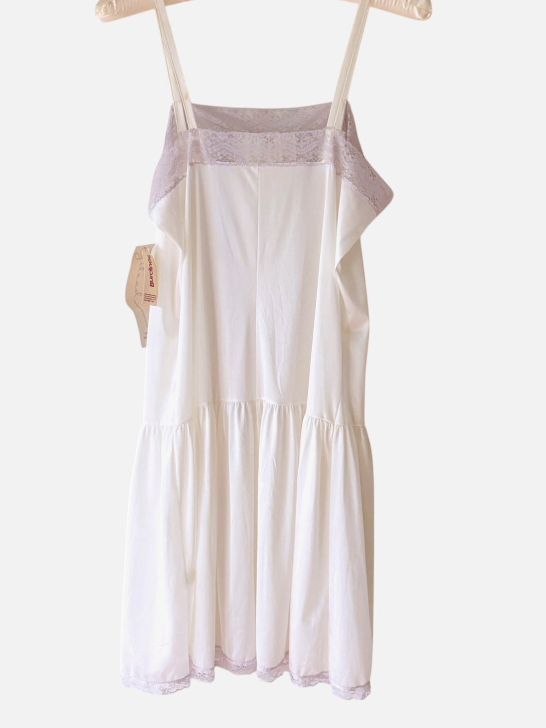 Vintage 1970s Gilead Deadstock Ivory & Lavender Lace Slip Dress