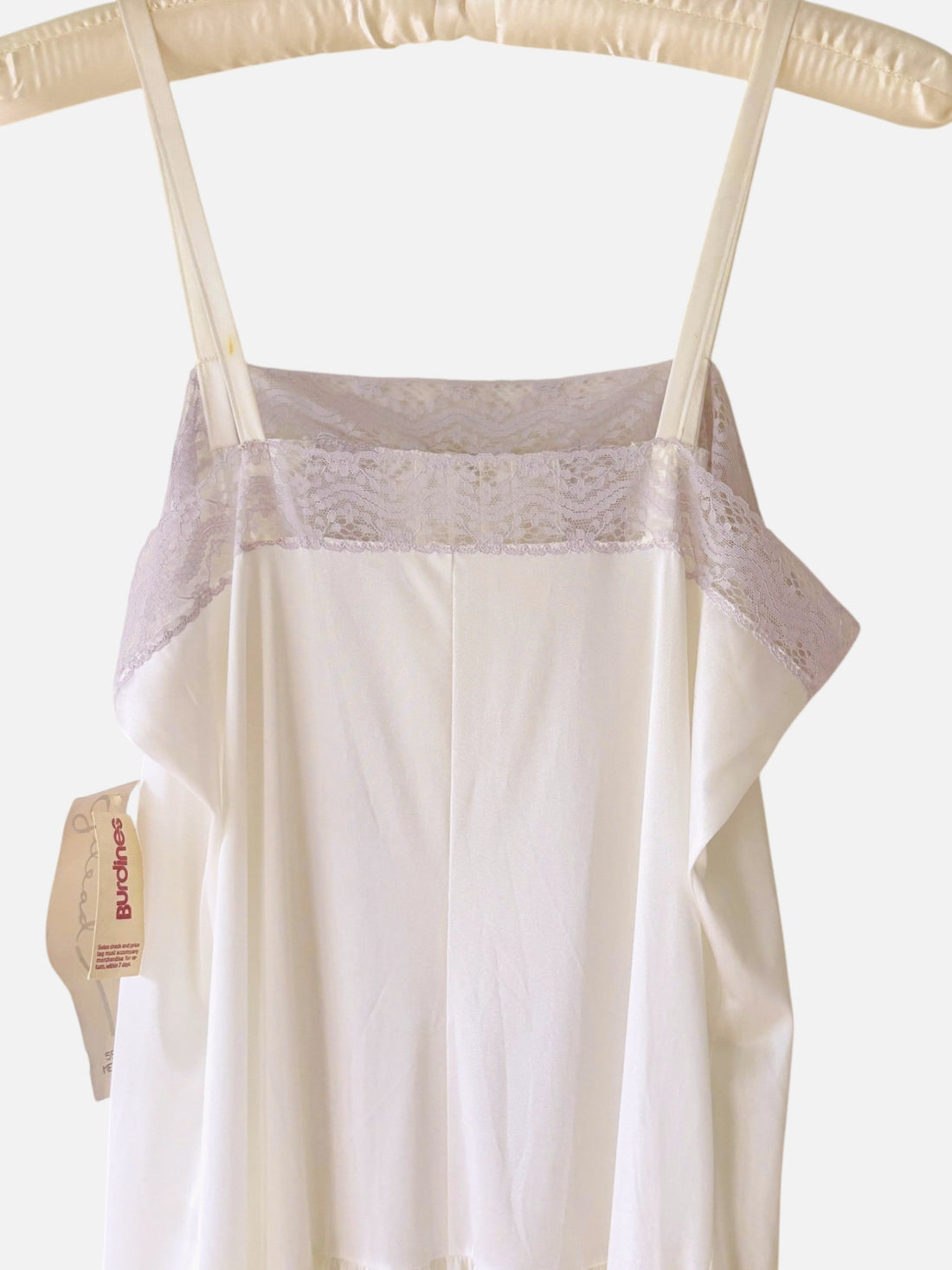 Vintage 1970s Gilead Deadstock Ivory & Lavender Lace Slip Dress