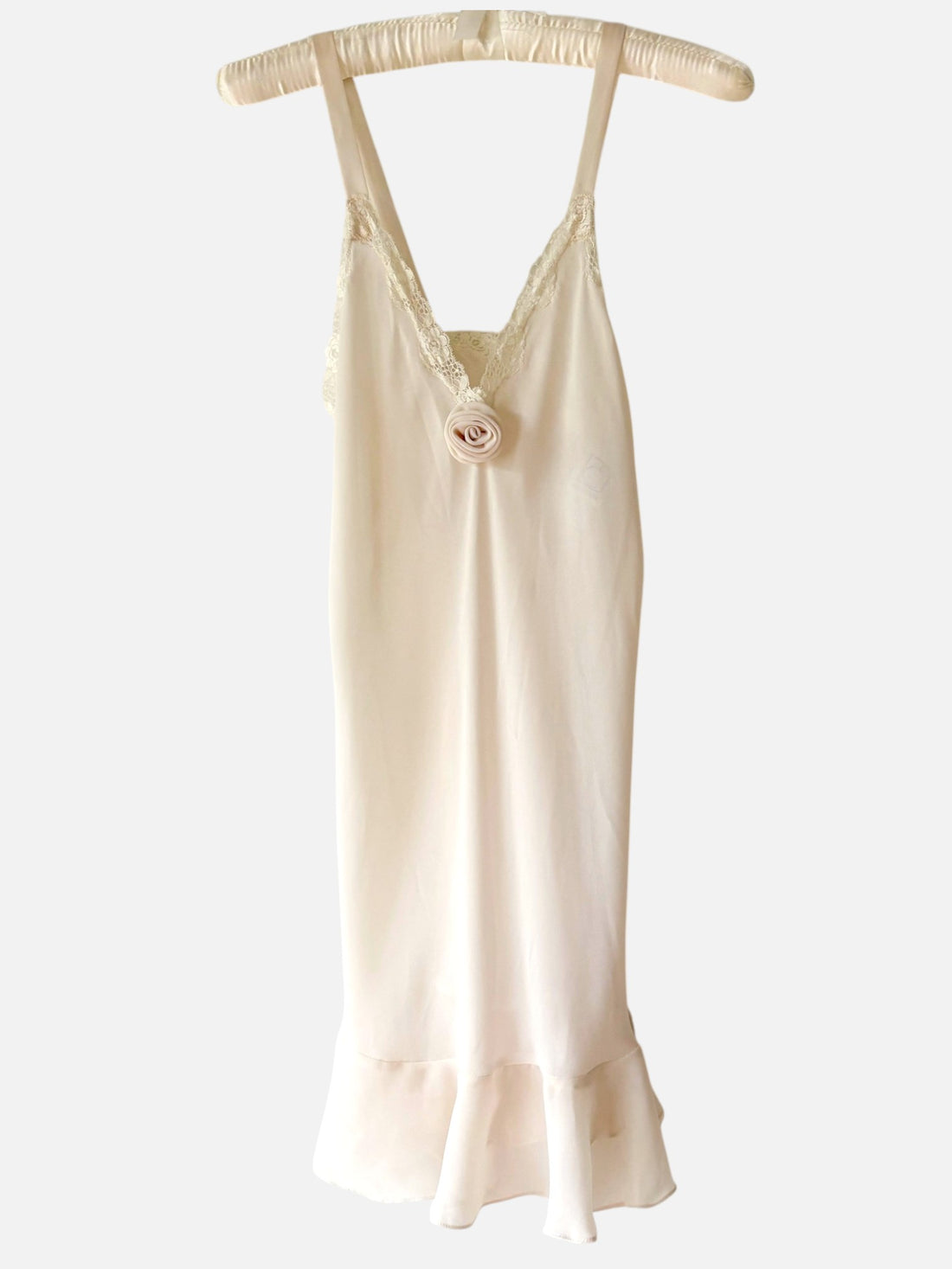 Vintage 1990s Eve Stillman creamy ivory lace slip dress