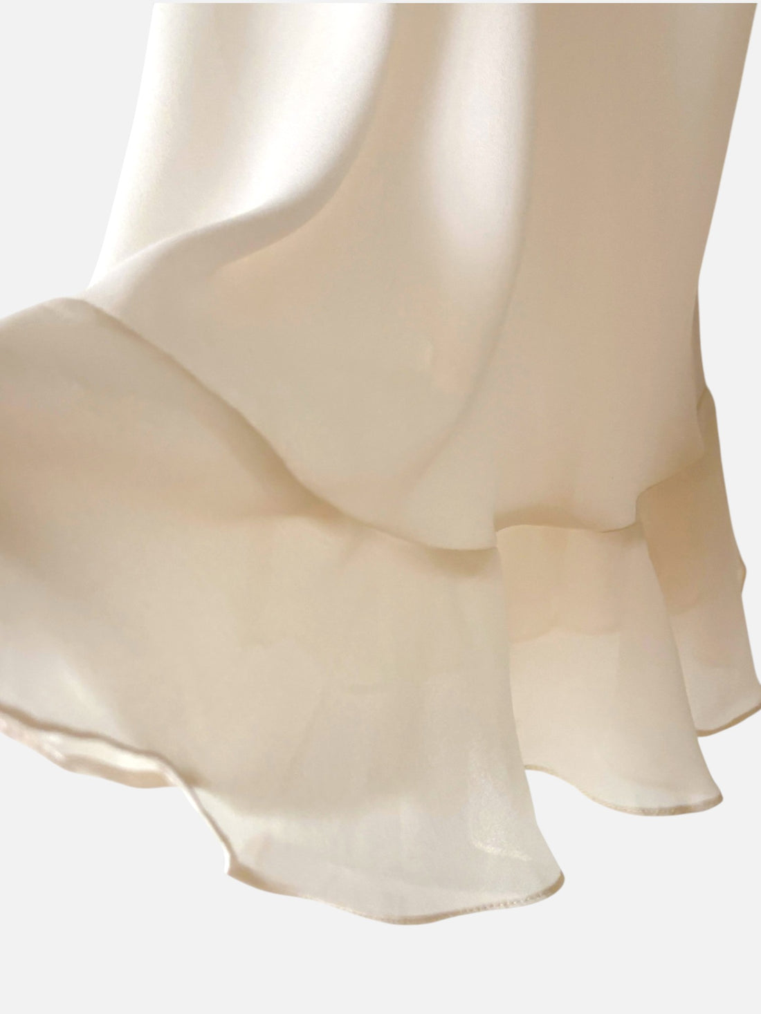Vintage creamy ivory slip dress with flutter hem