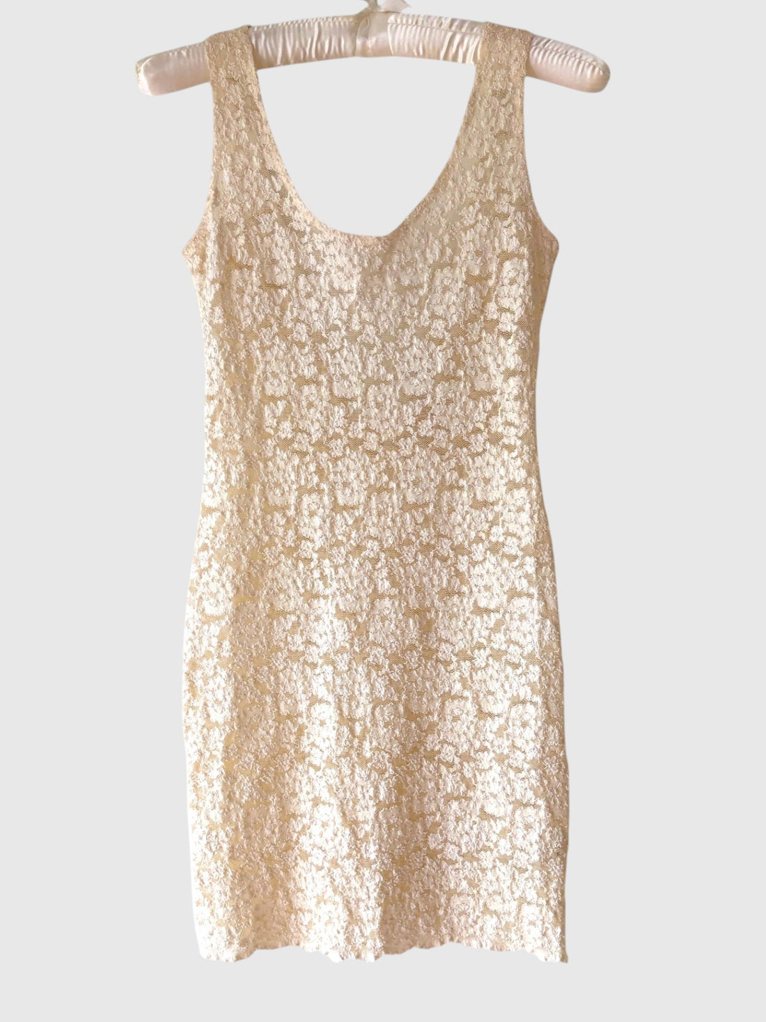 Vintage Victoria’s Secret ivory floral lace dress front view
