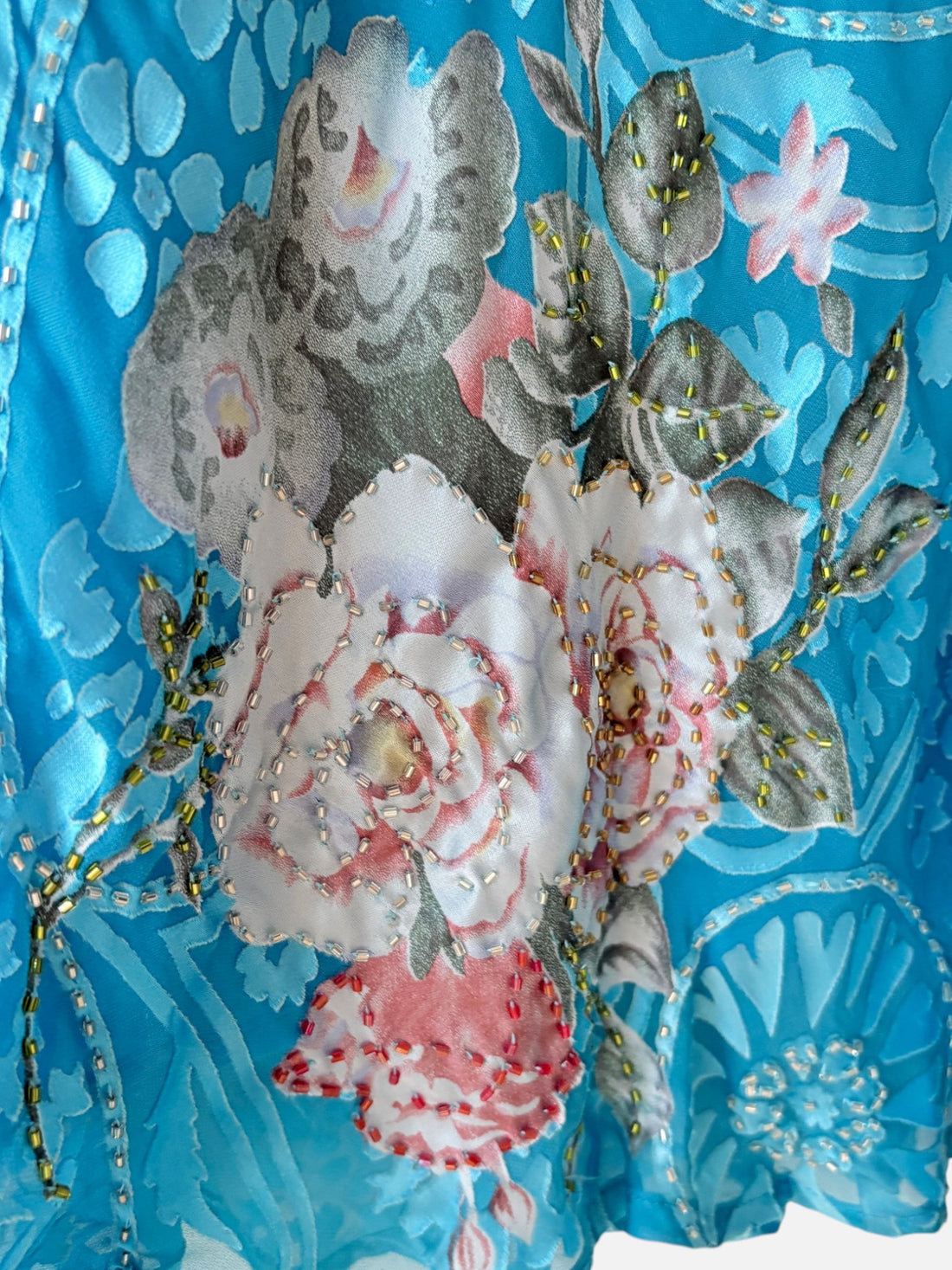 Vintage Y2K Silk Burnout Velvet Beaded Halter & Skirt Set