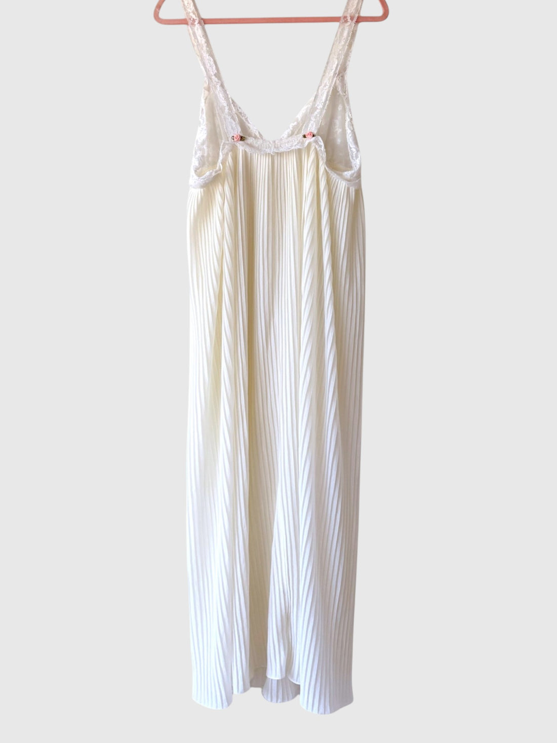 Back view vintage Van Raalte ivory nylon nightgown
