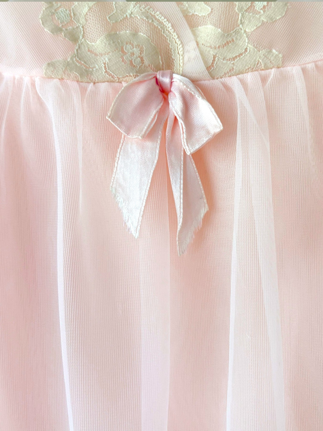 Vintage 1960s Aristocraft Blush Pink Sheer Lace Nightgown