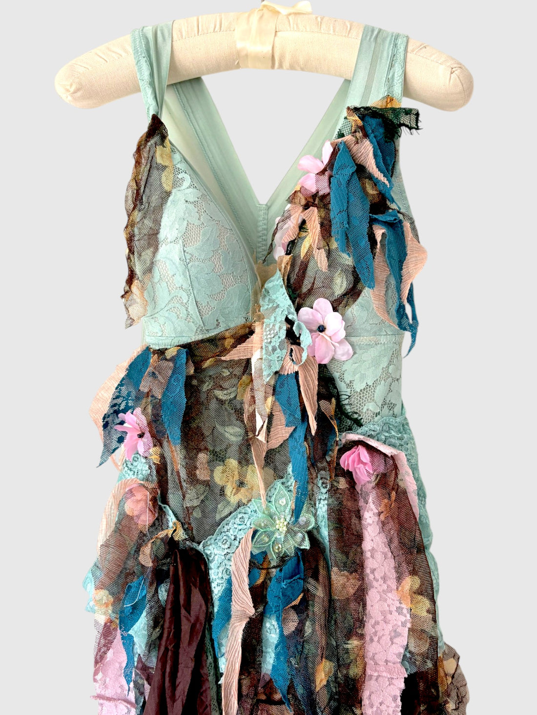 Vintage Lace One-of-a-Kind Handmade Deconstructed Floral Applique Dress