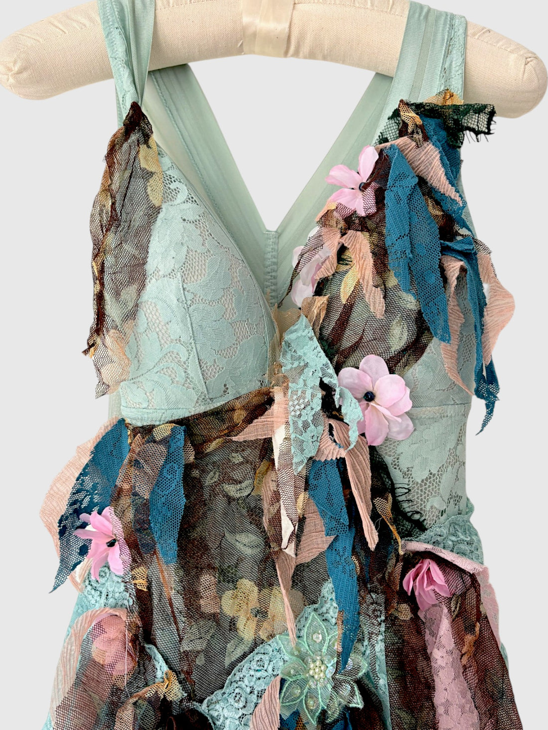 Vintage Lace One-of-a-Kind Handmade Deconstructed Floral Applique Dress