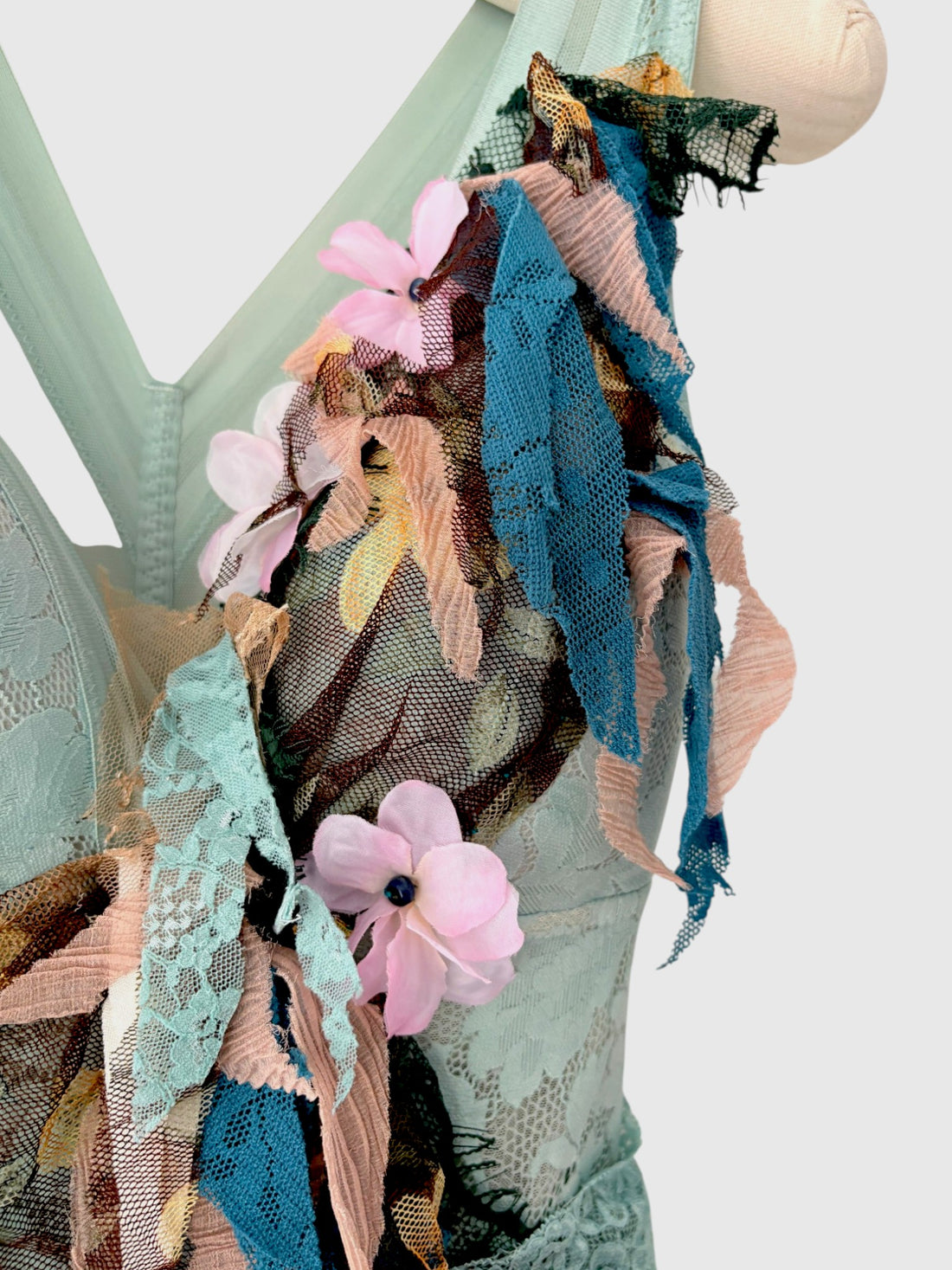 Vintage Lace One-of-a-Kind Handmade Deconstructed Floral Applique Dress