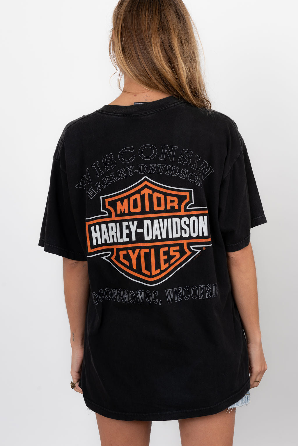 Vintage Harley Davidson Eagle American Flag Tee, Wisconsin
