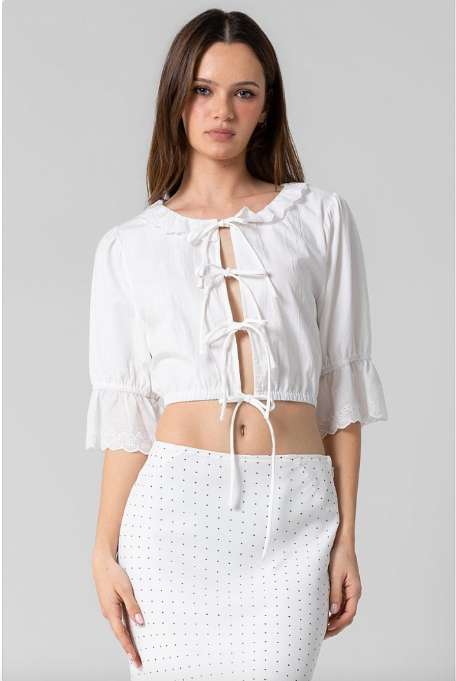 Sensibility Eyelet Trim Tie Top – Resurrection