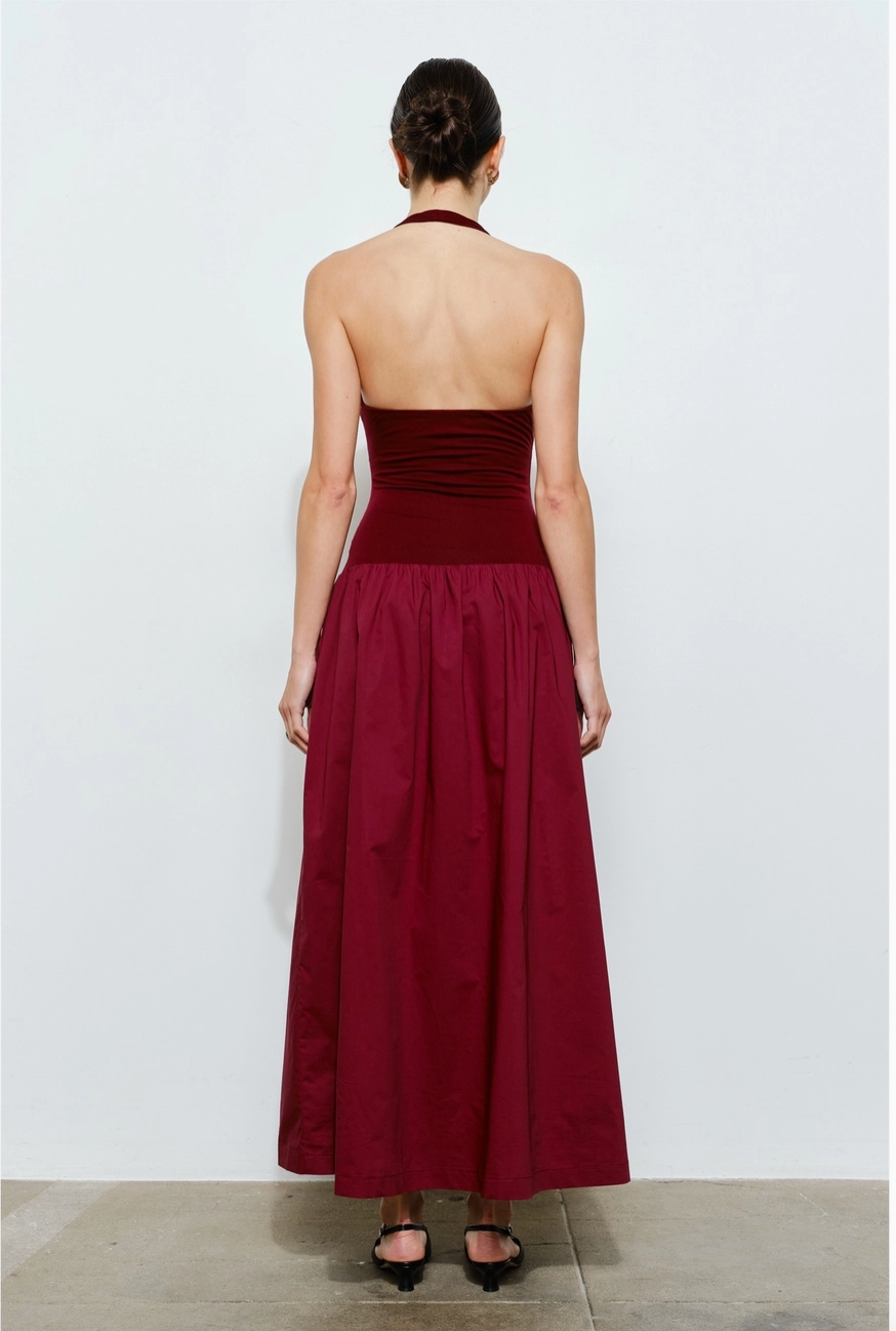 Odette Ruched Halter Maxi Dress