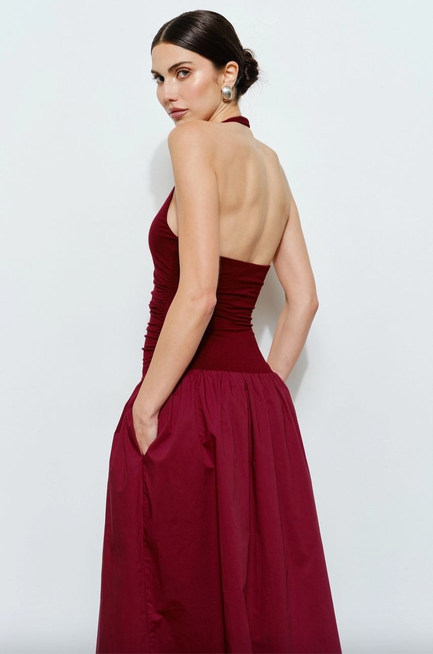 Odette Ruched Halter Maxi Dress